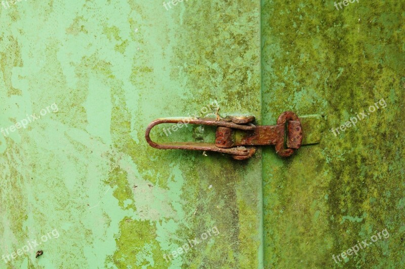 Green Old Rusty Lock Trash Can