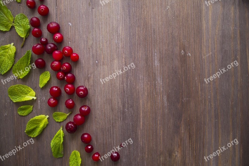 Wood Background Cranberries Vitamins Wooden Background