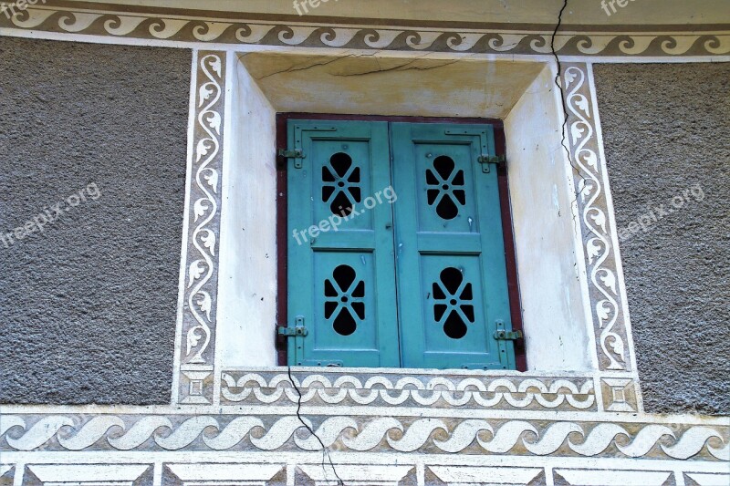 Fresco Flowered Antique Architecture Lake Dusia