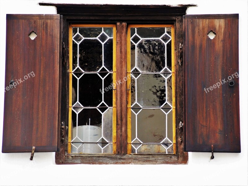 Window Shutters Pane Wooden Outside