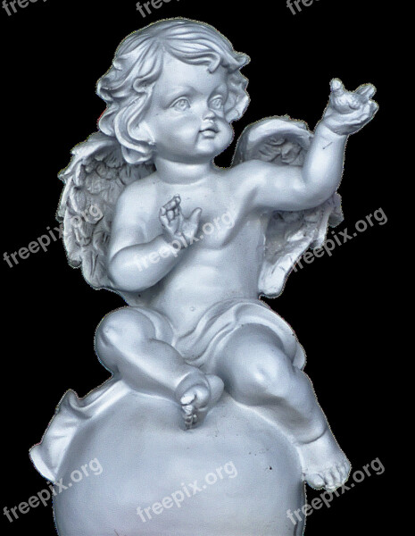 Angel Cherub Sitting Ceramic Wing