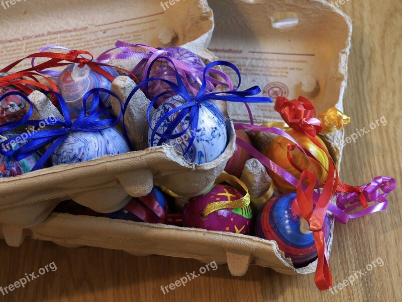 Egg Carton Egg Close Up Colorful Colored Eggs