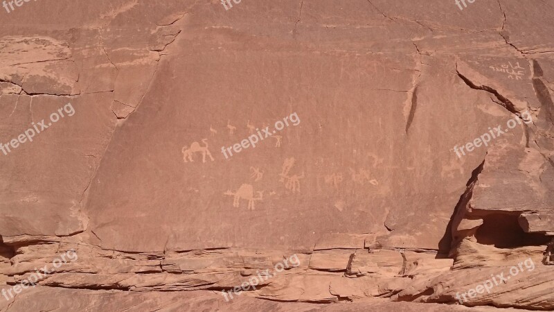 Rock Art Desert Sand Old Petroglyphs