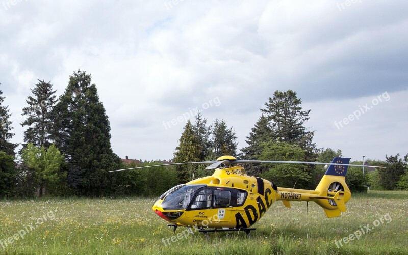 Rescue Helicopter Doctor On Call Meadow Adac Free Photos