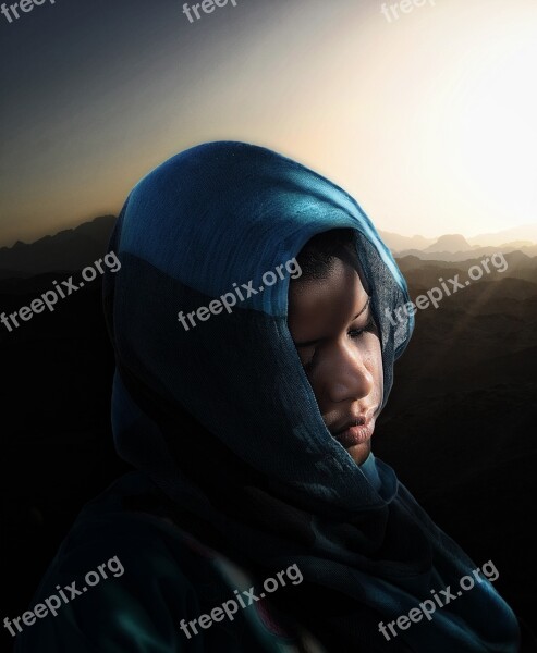 Human Veil Hood Portrait Woman