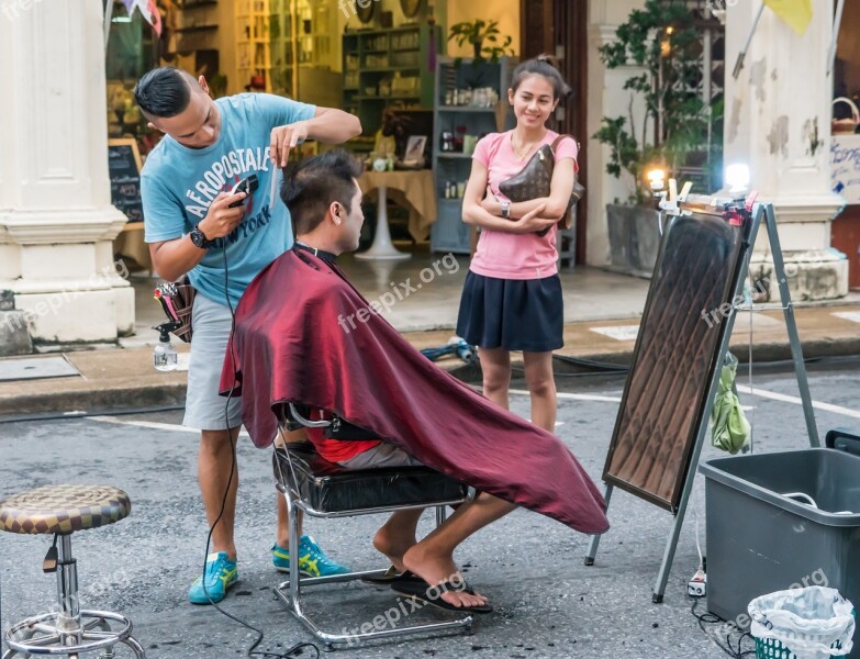 Hair Salon Street People Woman Man