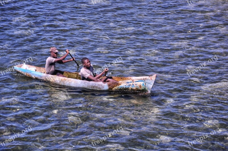 Africans Africa Mozambique Water Boat