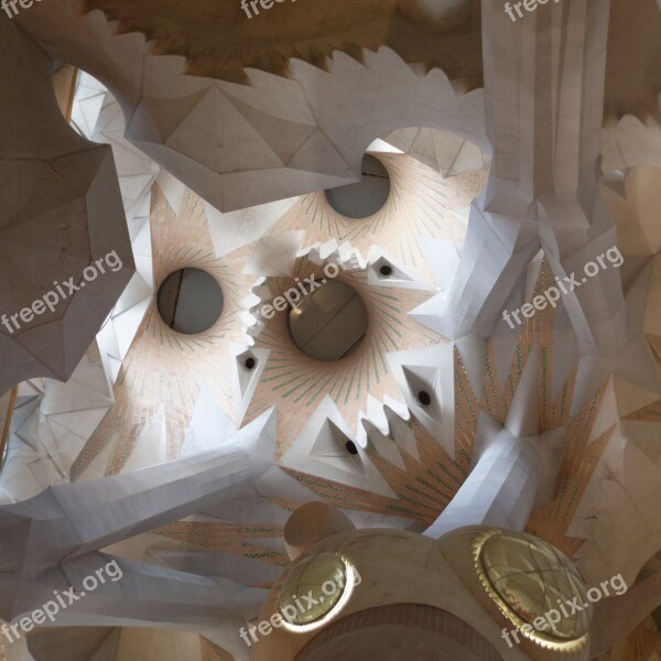 Gaudi La Sagrada Familia Cathedral Interior Roof