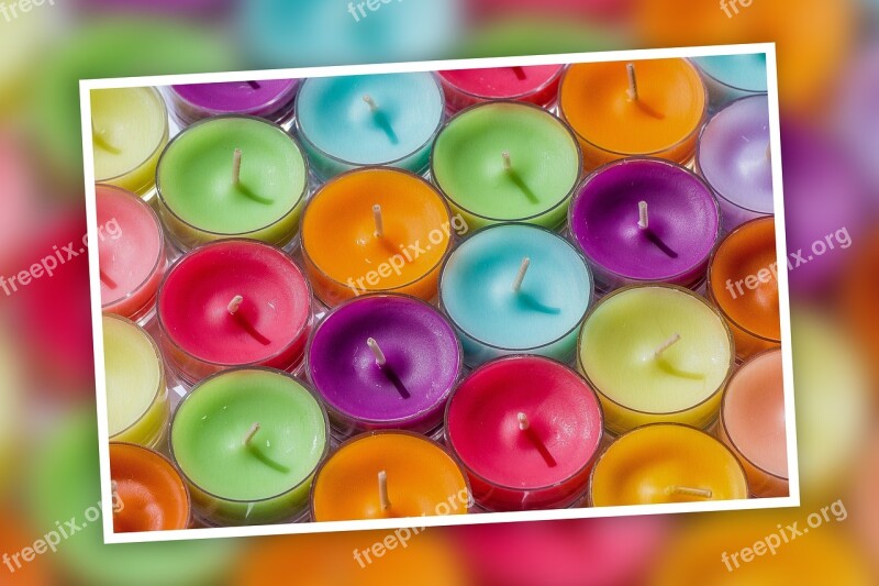 Tea Lights Candles Colorful Wax Frame