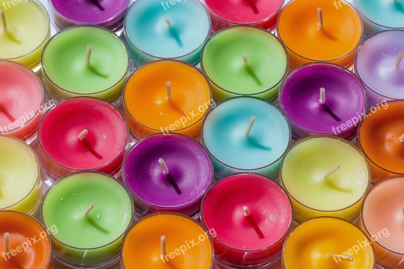 Tea Lights Color Candle Bright Colorful