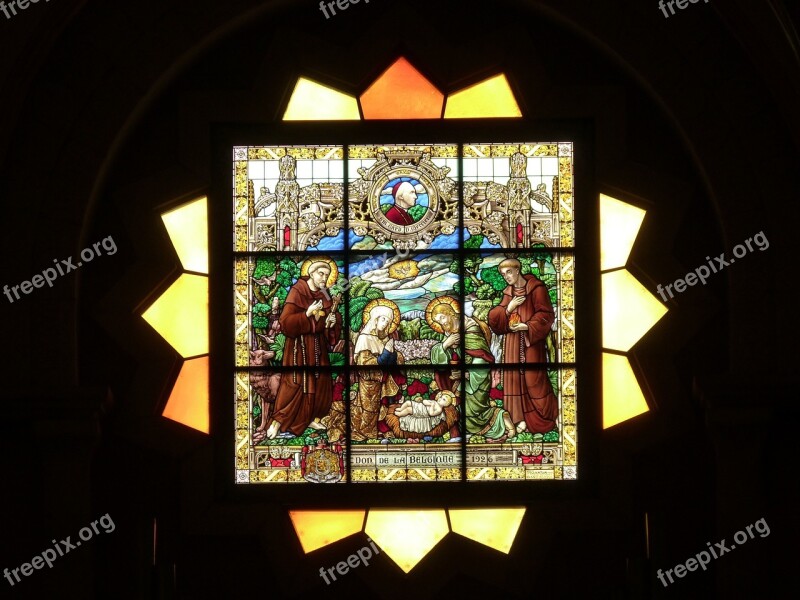 Religion Religious Stained Glass Window Bethlehem The Holy Family