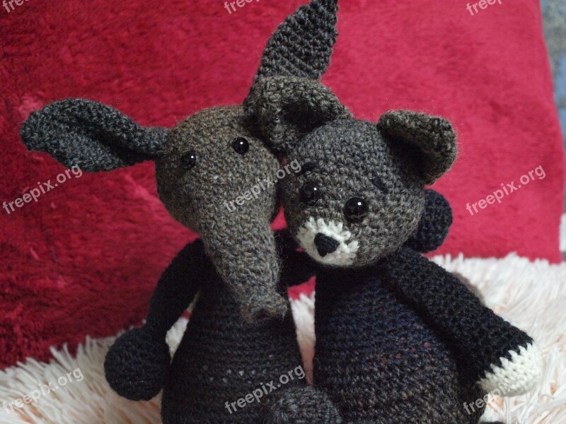 Amigurumi Häkeltier Hand Labor Crocheted Animals Aardvark And Cat