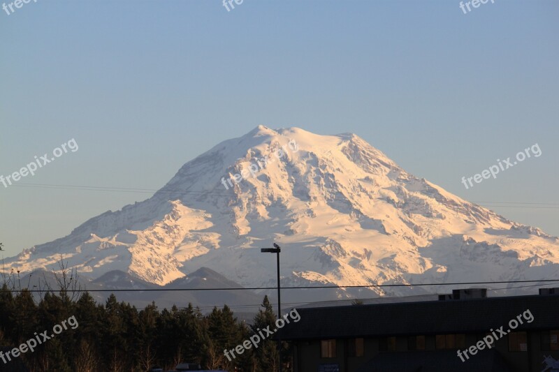 Mountain Snow Landscape Mt Rainier