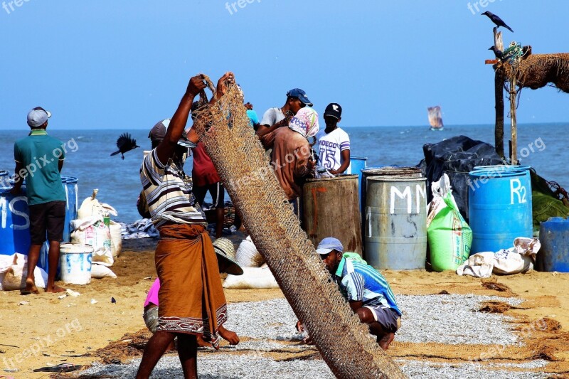 Beach Sand Indian Ocean A Fishing Village People