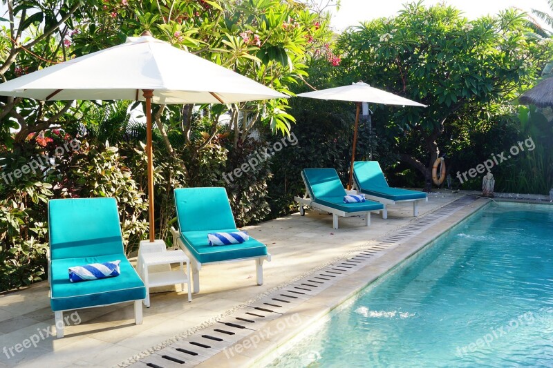 Umbrella Luxury Dug-out Pool Tropical Summer