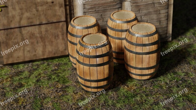 Barrels Wooden Wood Container Storage