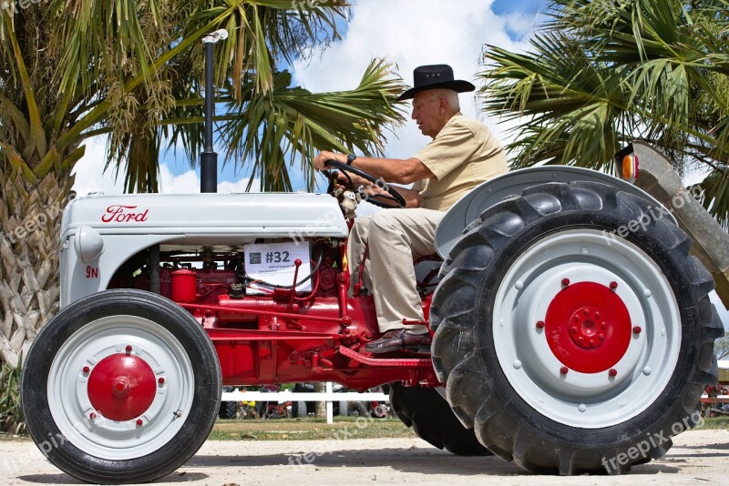 Tractor Antique Farmer Man Old