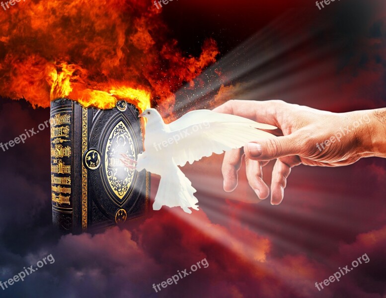 People Bible Dove Clouds Fire