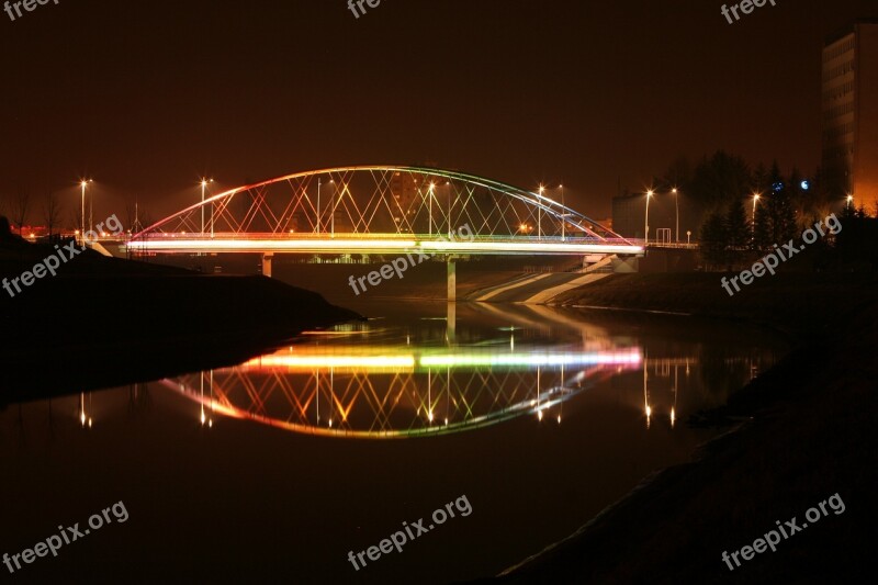 Bridge Light Lit River Colored