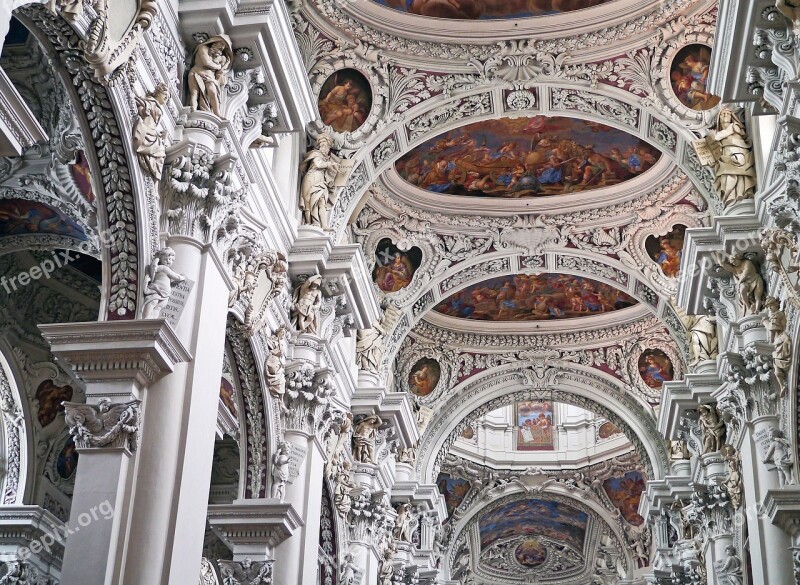 Church Vault Passau Dom Decorated Stucco