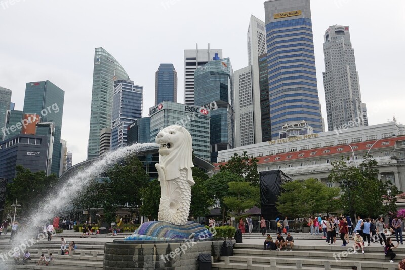 Singapore Merlion City Skyscraper Urban Landscape