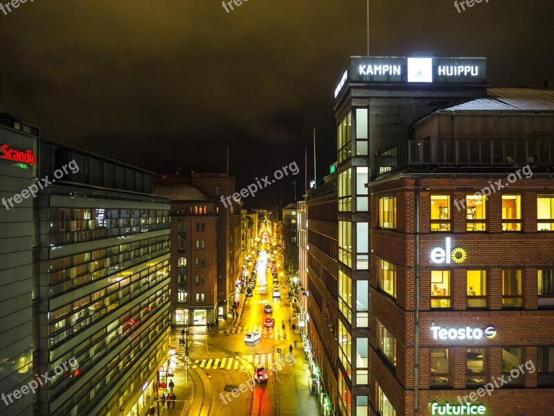 Helsinki City Annankatu Kamppi Night