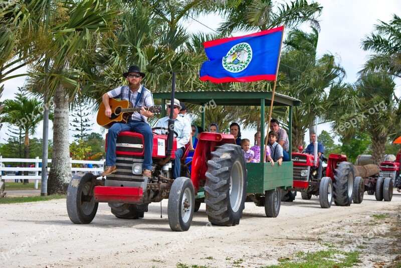 Tractor Country Boy Playing Guitar Trailer Belize