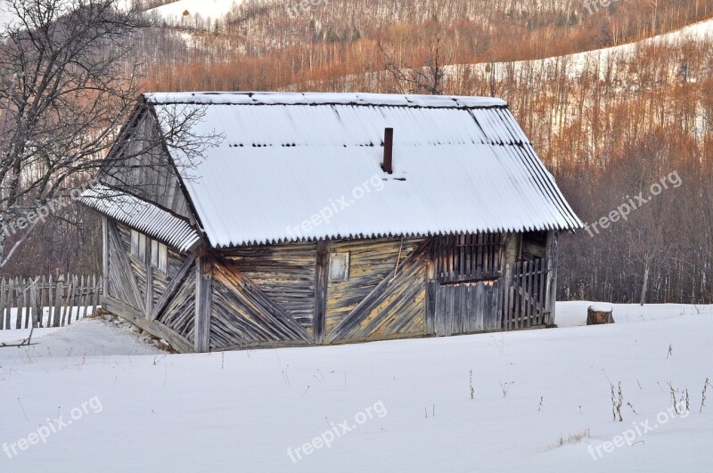 Snow Winter Cold Wood Bungalow