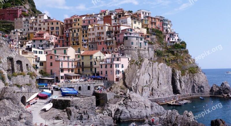 Cinqueterre Manarola Liguria Colorful Free Photos