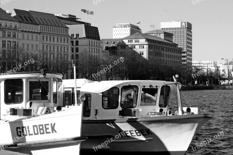 Transport System Horizontal Barges Alster Jungfernstieg