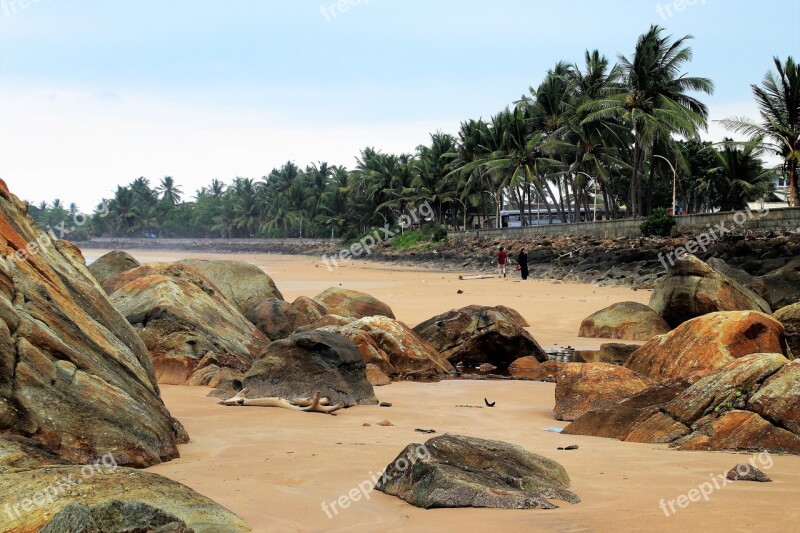 Ocean Beach Sri Lanka Rock Nature