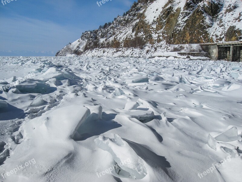 Lake Baikal Siberia Ice Frozen Lake Free Photos