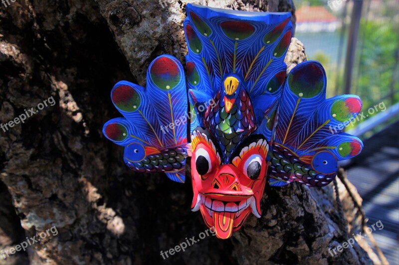 The Style Of The Country Sri Lanka Mask Blue Decoration