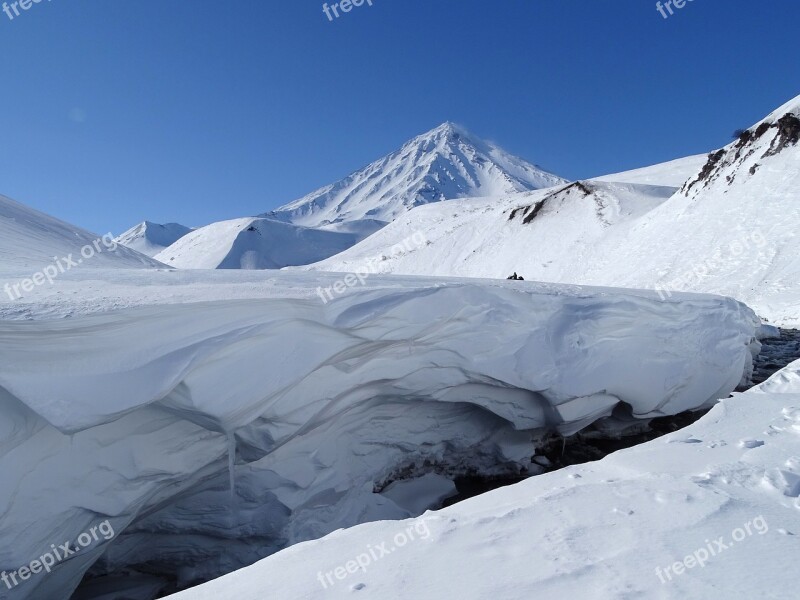 Mountains Volcano Winter Snow Snowdrifts