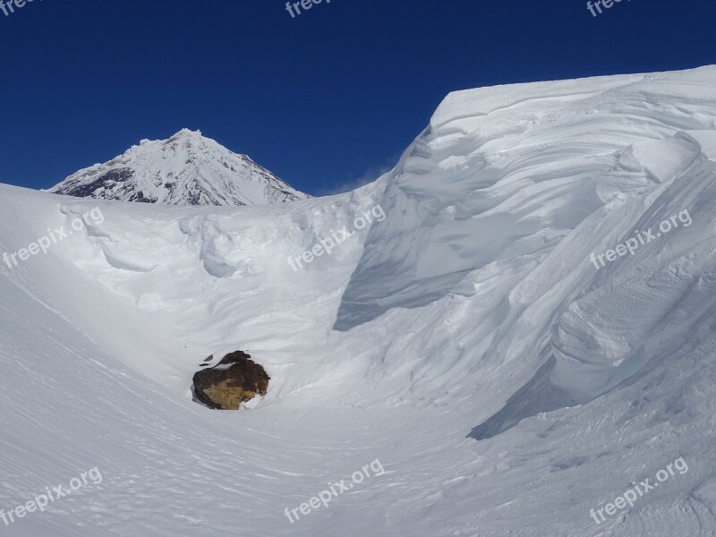 Mountains Volcano Winter Snow Snowdrifts