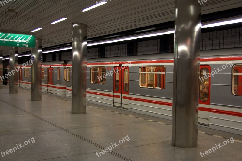 Prague Metro Underground Railway Station Train