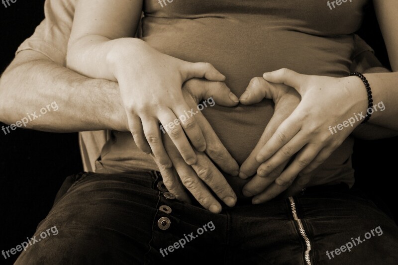 Pregnant Pregnancy Heart Hands Father