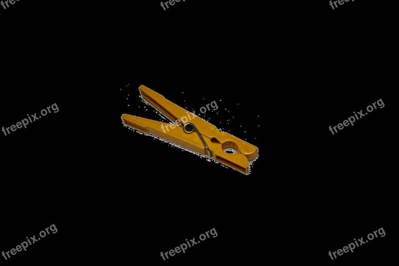 Clothes Peg Isolated Yellow Close Up Transparent