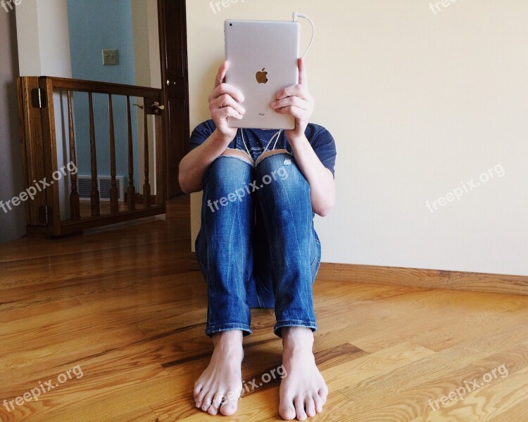 Person Young Reading Ipad Tablet