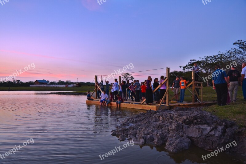 Dusk Ferry Lake Water Travel