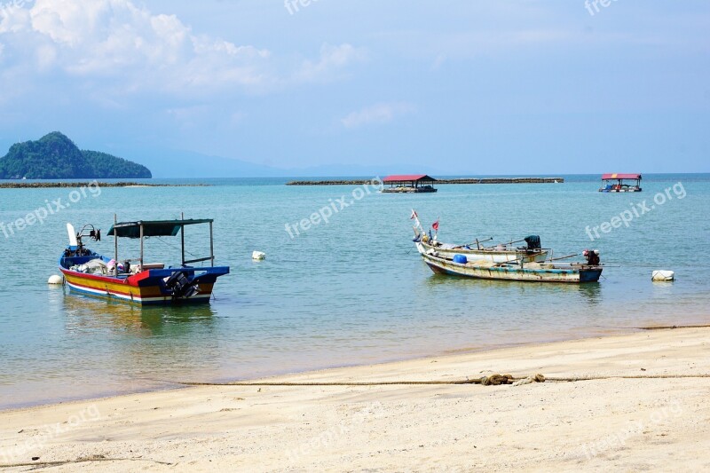 Boat Sea Waters Coast Ocean