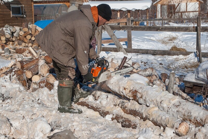 Siberia Irkutsk Woodcutter Chainsaw Free Photos