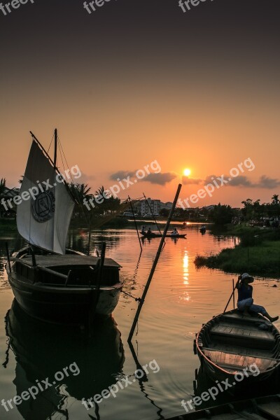 Water Sunset Watercraft Dawn Transportation System