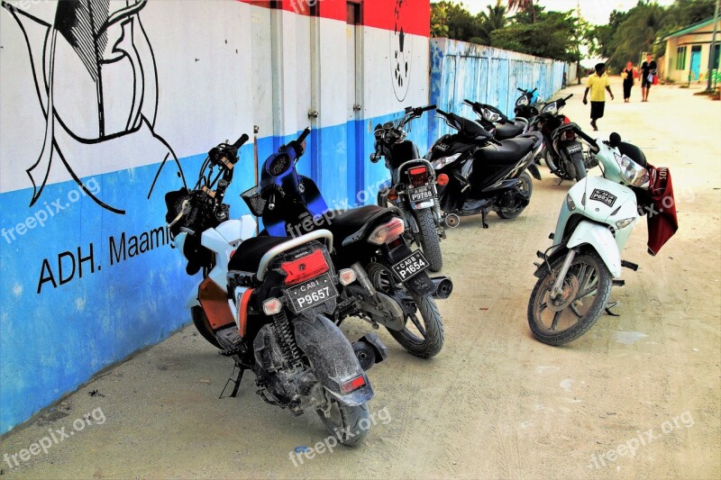 Motorcycle Dusty Street Transport The Vehicle