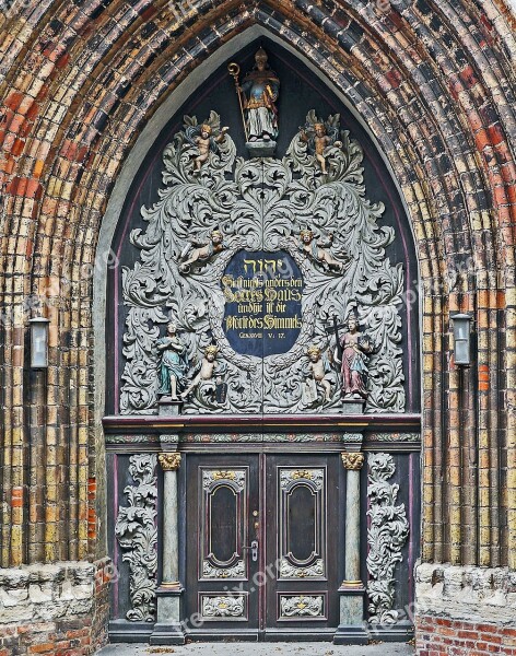 Stralsund Nikolai Church Main Portal Baltic Brick Gothic Carving