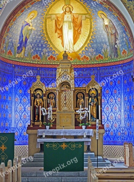 Blue Grotto Catholic Church Religion Chapel Altar