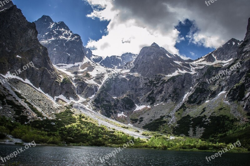 Lake Mountains Clouds Sky Mountain Lake