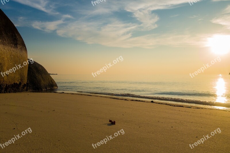 Waters Beach Sunset Sea Sand