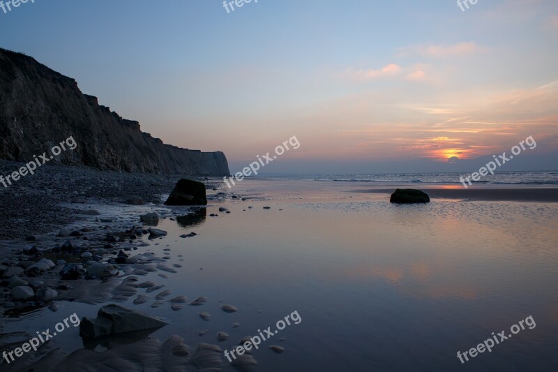 Sun Escalles Sunset Twilight Clouds