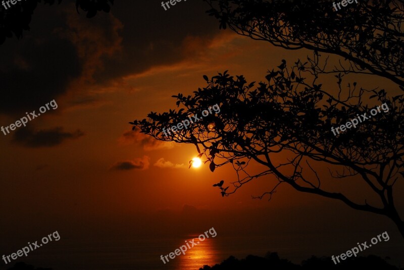 Sunset Silhouette Dusk Evening Costa Rica